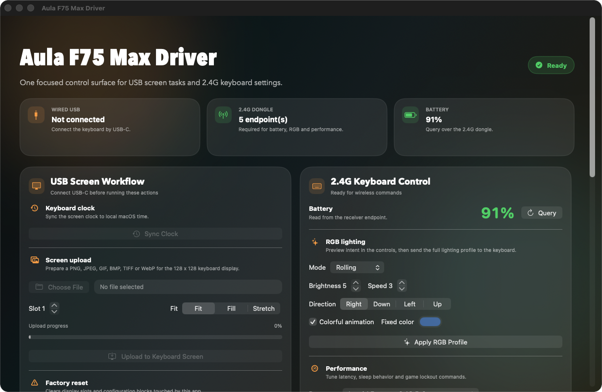 Aula F75 Max Driver main window